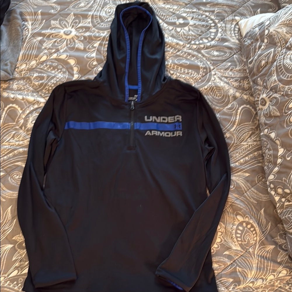 Under Armour Black Hoodie with Blue Trim